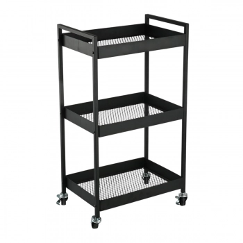 Τρόλεϊ Αποθήκευσης 3 Θέσεων Μεταλλικό Μαύρο Με Ροδάκια 43,5x30,5x79,5εκ. Modus Estia 01-39745