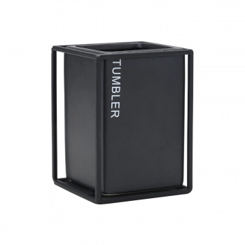 Ποτηροθήκη Κεραμική-Μεταλλική Μαύρη Cage 8,5x12εκ. Estia 02-30001