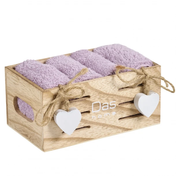Σετ Πετσέτες Χεριών 4τμχ Soft Lilac Με Καλάθι 4007 Das Home