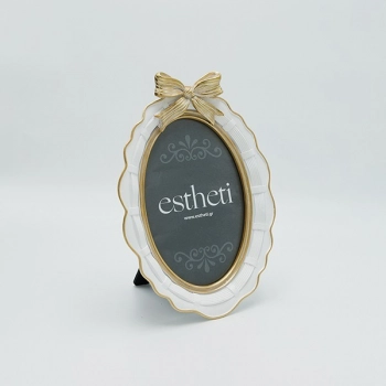 Κορνίζα Polyresin Με Φιόγκο Λευκή-Χρυσή 13x18εκ. ESTHETI 815-00060