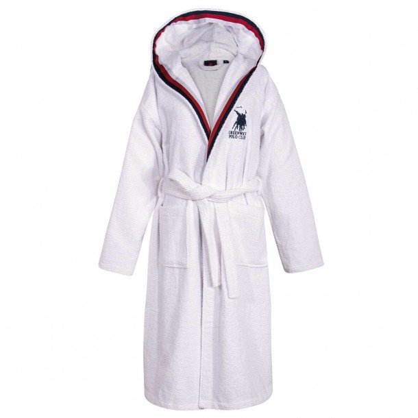 Μπουρνούζι Ενηλίκων Βαμβακερό Ζακάρ Medium Essential 3062 White Greenwich Polo Club