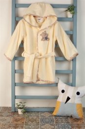 Μπουρνούζι Παιδικό Με Κουκούλα Βαμβακερό Star Bear 153 Εκρού Size 02 DimCol