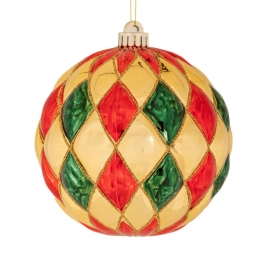 Χριστουγεννιάτικη Μπάλα Πλαστική Γυαλιστερή Με Σχέδια 12εκ. iliadis 90974
