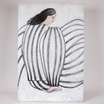 Πίνακας Καμβάς Γυναικεία Φιγούρα Λευκός-Μαύρο 60x3,8x90εκ. ESTHETI 812-20017