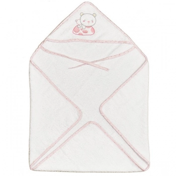 Κάπα Βαμβακερή 75x75εκ. Bear Ροζ 40231