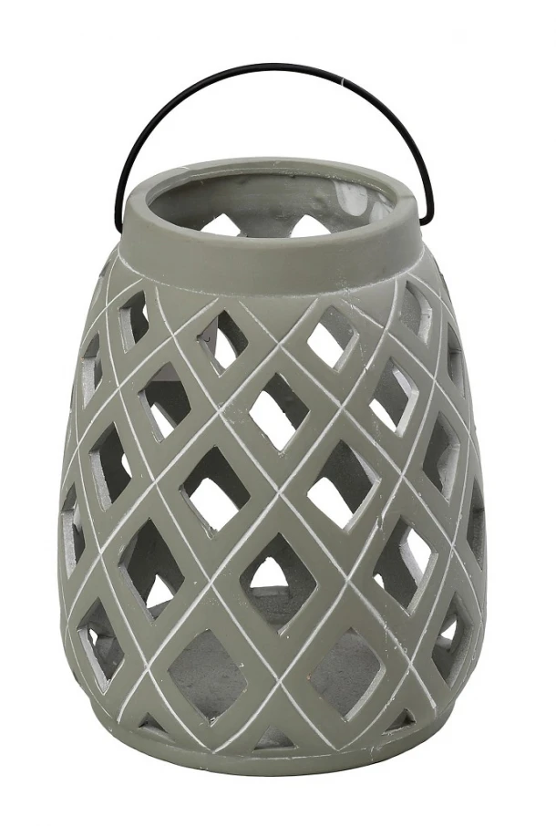 Φανάρι Κεραμικό Γκρι 19,5x19,5x25εκ. ESPIEL ERT363