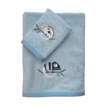 Σετ Πετσέτες 2τμχ Βαμβακερές Με Κέντημα Fun 4935 Blue Das Baby