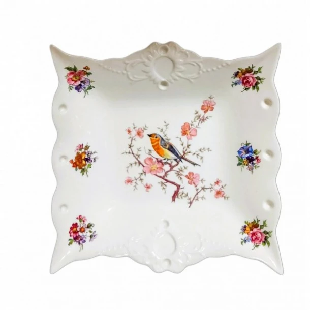 Διακοσμητική Πιατέλα Πορσελάνης Τετράγωνη Ανάγλυφη 20,5εκ. WM Collection sl1-65