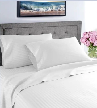 Σετ Σεντόνια Μονά 175x280εκ. Βαμβακερά 300TC Λευκά Satin Stripe