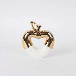 Διακοσμητικό Μήλο Κεραμικό Λευκό-Χρυσό 12x4x13,8εκ. ESTHETI 752-28587