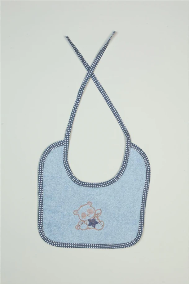 Σαλιάρα Βαμβακερή Με Κέντημα Star Bear 151 25x25εκ. Σιέλ DimCol