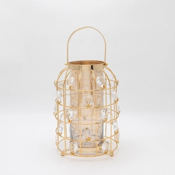 Φανάρι Μεταλλικό-Γυάλινο Χρυσό 20x27εκ. ESTHETI 819-00251