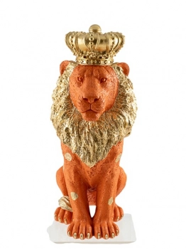 Διακοσμητικό Επιτραπέζιο Polyester Λιοντάρι Πορτοκαλί-Χρυσό 17x29x40,5εκ. Zen Collection 26.4.52732