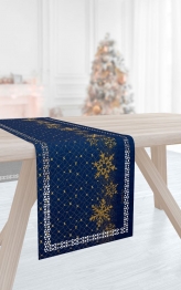 Χριστουγεννιάτικο Runner Αλέκιαστο 2 Όψεων Polyester 2031 Blue Laser Cut 40x160εκ. Saint Clair