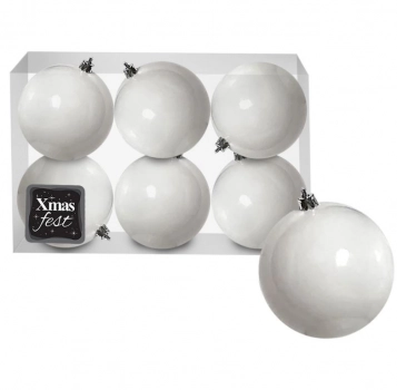 Σετ Μπάλες 6τμχ Λευκές Shiny-Glitter Δ6εκ. Xmas fest 93-1325