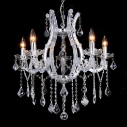 Πολυέλαιος Οροφής Με 5 Λάμπες Με Κρύσταλλα Διάφανα 54x54εκ. ESTHETI 757-12039