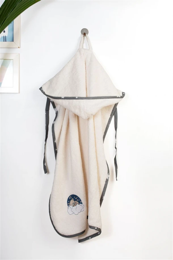 Κάπα Με Κέντημα Bebe 75x85εκ. Cloudy Bear 177 Ecru-Grey Dimcol