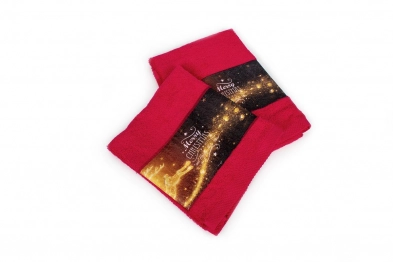 Χριστουγεννιάτικο Σετ Πετσέτες 2τμχ Βαμβακερό Merry Christmas Κόκκινο DimCol