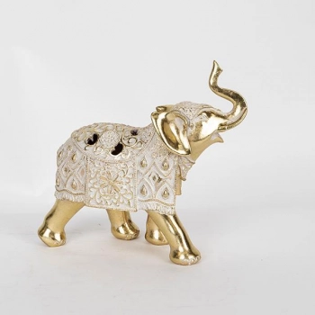 Διακοσμητικό Επιτραπέζιο Ελέφαντας Polyresin Λευκός-Χρυσός 23x8,5x21εκ. ESTHETI 752-11616