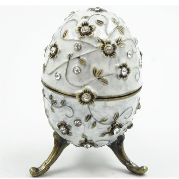 Διακοσμητικό Κουτάκι Μινιατούρα Αυγό Λευκό Με Σμάλτο & Στρας Royal Art 10εκ. BOS5659CR