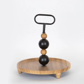 Ορντερβιέρα Ξύλινη-Μεταλλική Natural-Μαύρη 30x30x32,5εκ. ESTHETI 754-11011