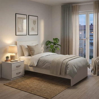 Σετ Κρεβατοκάμαρας Athos Λευκό με Κρεβάτι 90x190εκ Σετ 2τεμ