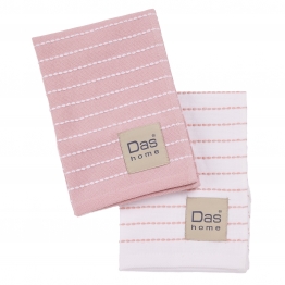 Ποτηρόπανο Σετ 2τμχ Βαμβακερό 30x50εκ. Kitchen 0823 Pink-White Das Home