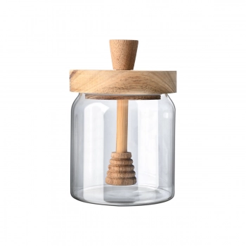 Δοχείο Μελιού Γυάλινο Διάφανο Με Κουτάλι Allure 450ml-9x9x13,5εκ. estia 01-17453