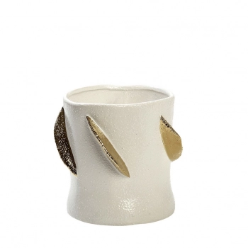 Βάζο Κεραμικό Λευκό-Χρυσό ESPIEL 19x19x18,2εκ. NIX110
