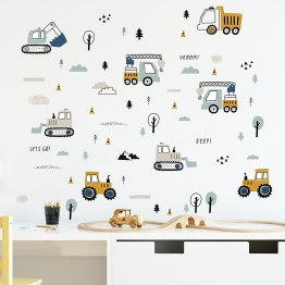Αυτοκόλλητα Τοίχου Tractors-Excavators 50x90εκ. Sipo SIP-WS63044