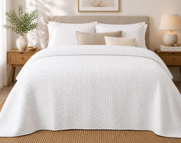 Κουβέρτα Πικέ Βαμβακερή Μονή 170x250εκ. Sanforized White