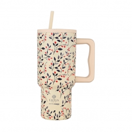 Θερμός Ανοξείδωτος Straw Tumbler XL 14,5x10x22,5εκ.-900ml Bloom Beige Save The Aegean Estia 01-35181