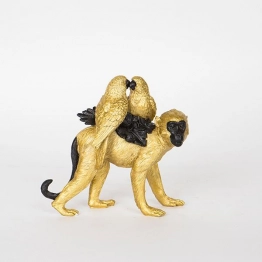 Διακοσμητική Μαιμού Polyresin Με Παπαγάλους Χρυσός-Μαύρος 15x7x14,5εκ. ESTHETI 752-11581