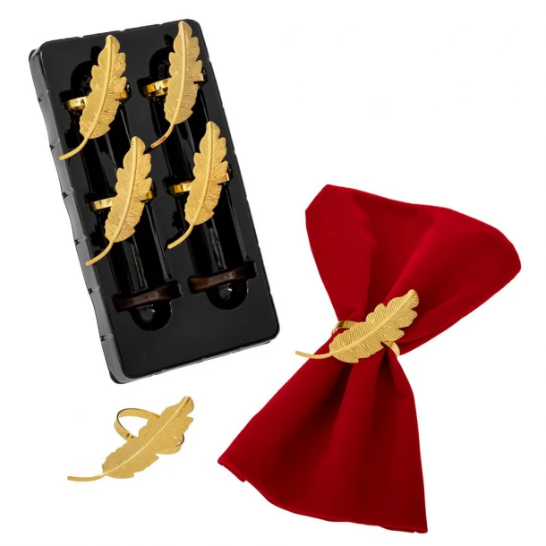 Σετ 6τμχ Δαχτυλίδι Πετσέτας Μεταλλικό Με Χρυσό Φύλλο 4x8εκ. iliadis 91833