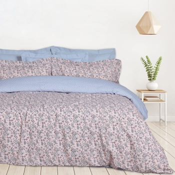 Σετ Σεντόνια Polycotton Μονά Με Λάστιχο 120x200+35εκ. Casual 5427 Σομόν-Λευκό Das Home