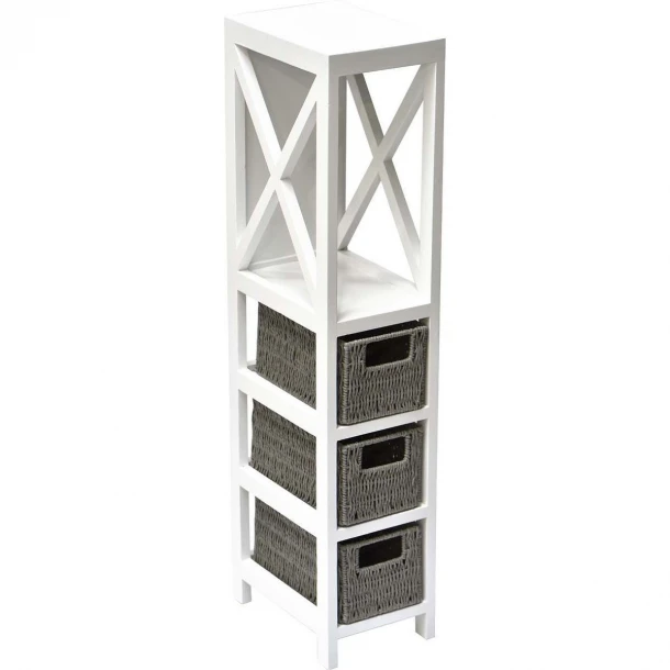 Έπιπλο MDF Με 1 Ράφι & 3 Συρτάρια Γκρι-Λευκό 17x24x82cm MRShome 1295000
