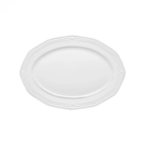 Πιατέλα Σερβιρίσματος Οβάλ Πορσελάνης Ανάγλυφη White 25εκ. Athenee Estia 07-13479