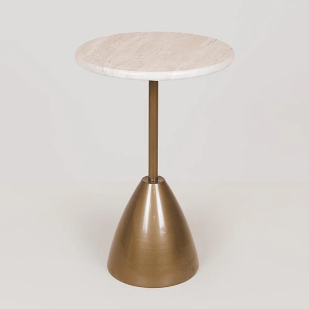 Τραπεζάκι Βοηθητικό Μεταλλικό Χρυσό-Λευκό 30x30x62εκ. ESTHETI 750-39561