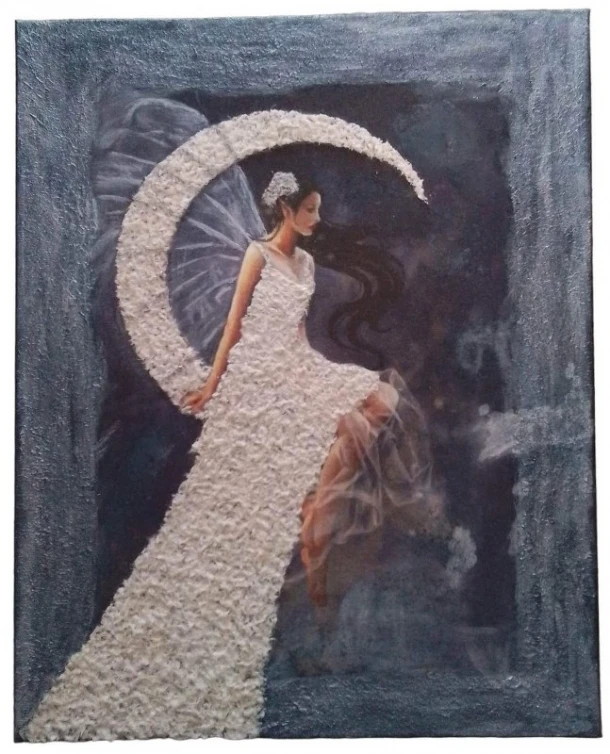 Πίνακας Καμβάς Χειροποίητος Decoupage Με Decofoam Γυναικεία Φιγούρα Με Φτερά 40x1,5x50εκ.  19958-19