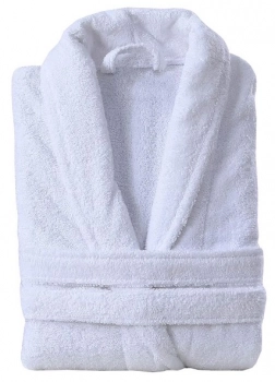 Μπουρνούζι Βαμβακερό 420gr/m2 Με Γιακά Λευκό One Size (Large - Extra Large)