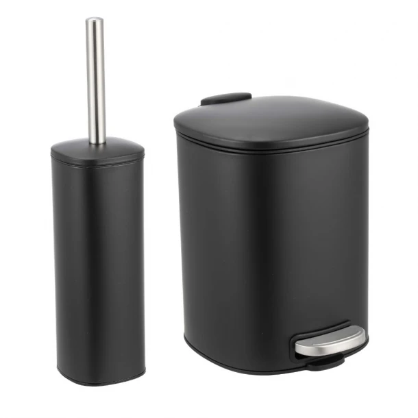 Σετ Καλάθι Απορριμμάτων Οβάλ 5L Μεταλλικό Soft CLose Με Πιγκάλ Μαύρο MRShome DS-911800S