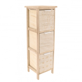 Συρταριέρα MDF Με 3 Συρτάρια 25x25x77εκ. Μπεζ Με Σχέδια MRShome 1399000