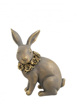 Διακοσμητικός Πασχαλινός Λαγός Polyester Γκρι-Χρυσός 15,5x9x18εκ. Zen Collection 26.7.52574