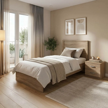 Σετ Κρεβατοκάμαρας Athos Sonoma με Κρεβάτι 90x190εκ Σετ 2τεμ