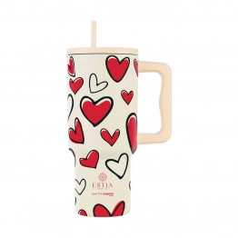 Θερμός Ανοξείδωτος Straw Tumbler XL 14,5x10x22,8εκ.-900ml Red Valentine Save The Aegean Estia 01-37734