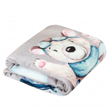 Κουβέρτα Fleece Λίκνου-Αγκαλιάς 80x110εκ. Essential 8851 Μπλε-Γκρι Greenwich Polo Club