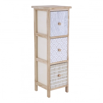 Συρταριέρα MDF Με 3 Συρτάρια 25x25x77εκ. Φυσική Με Σχέδια MRShome 1309000