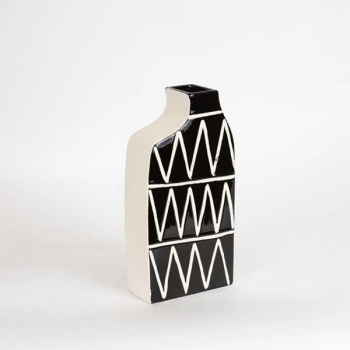 Βάζο Κεραμικό Μαύρο-Μπεζ 14x6,5x29εκ. ESTHETI 752-20199