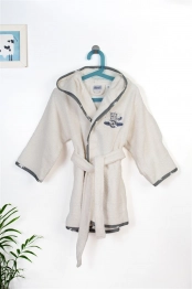 Μπουρνούζι Παιδικό Με Κουκούλα Βαμβακερό Aviator 185 Ecru-Grey Size 04 DimCol