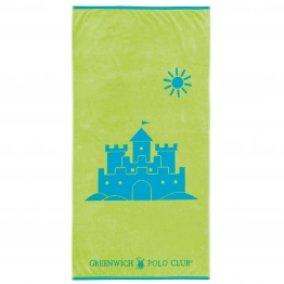 Πετσέτα Θαλάσσης Βαμβακερή 70x140εκ. Junior 4075 Μπλε-Πράσινη Greenwich Polo Club